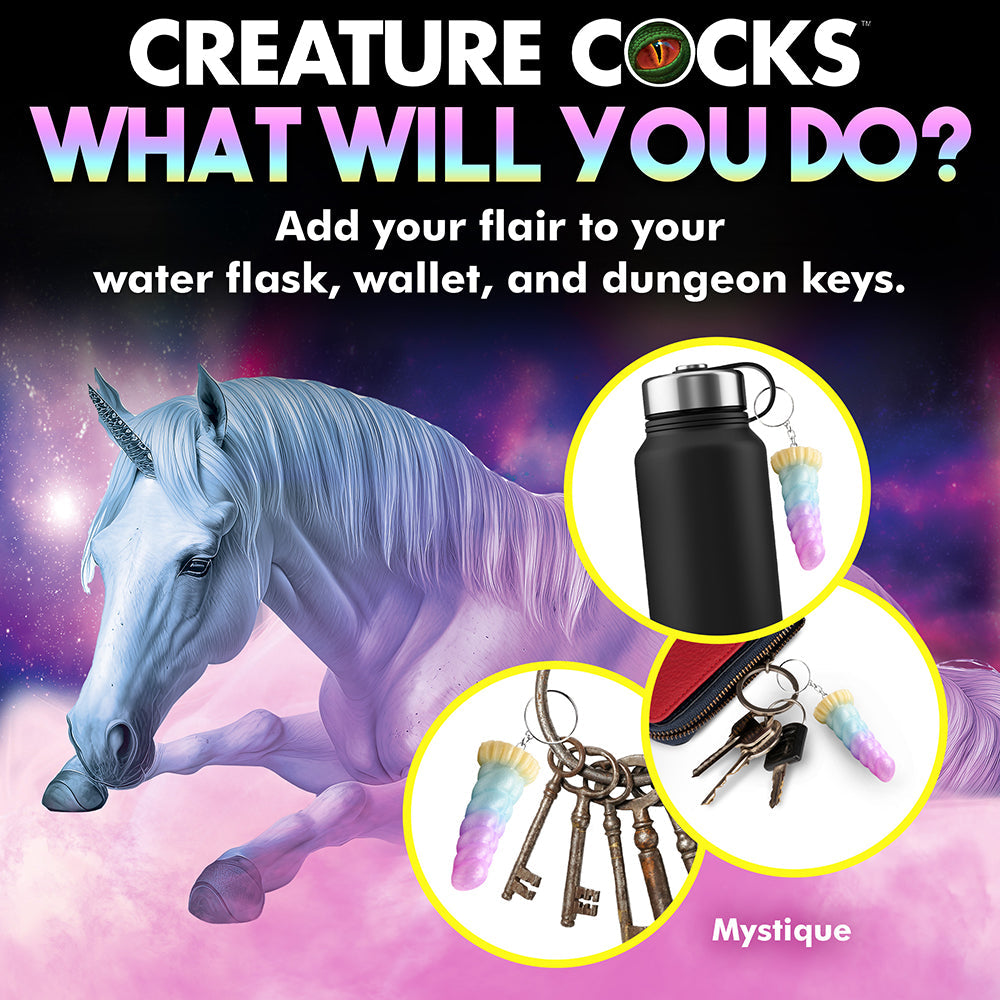 Creature Cocks Mystique Unicorn Silicone Key Chain - Multi Color