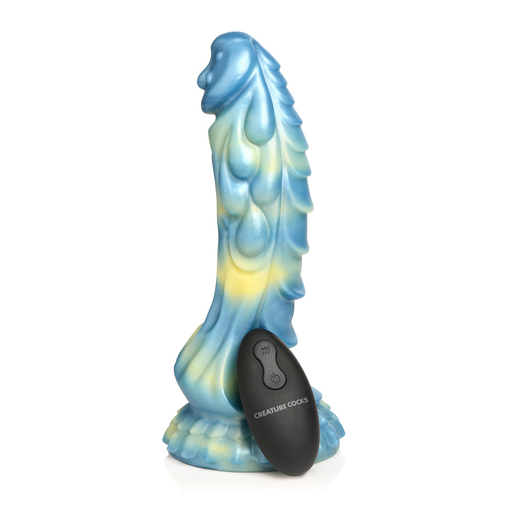 Creature Cocks Sea Stallion Vibrating Dildo w/Remote - Blue/Yellow
