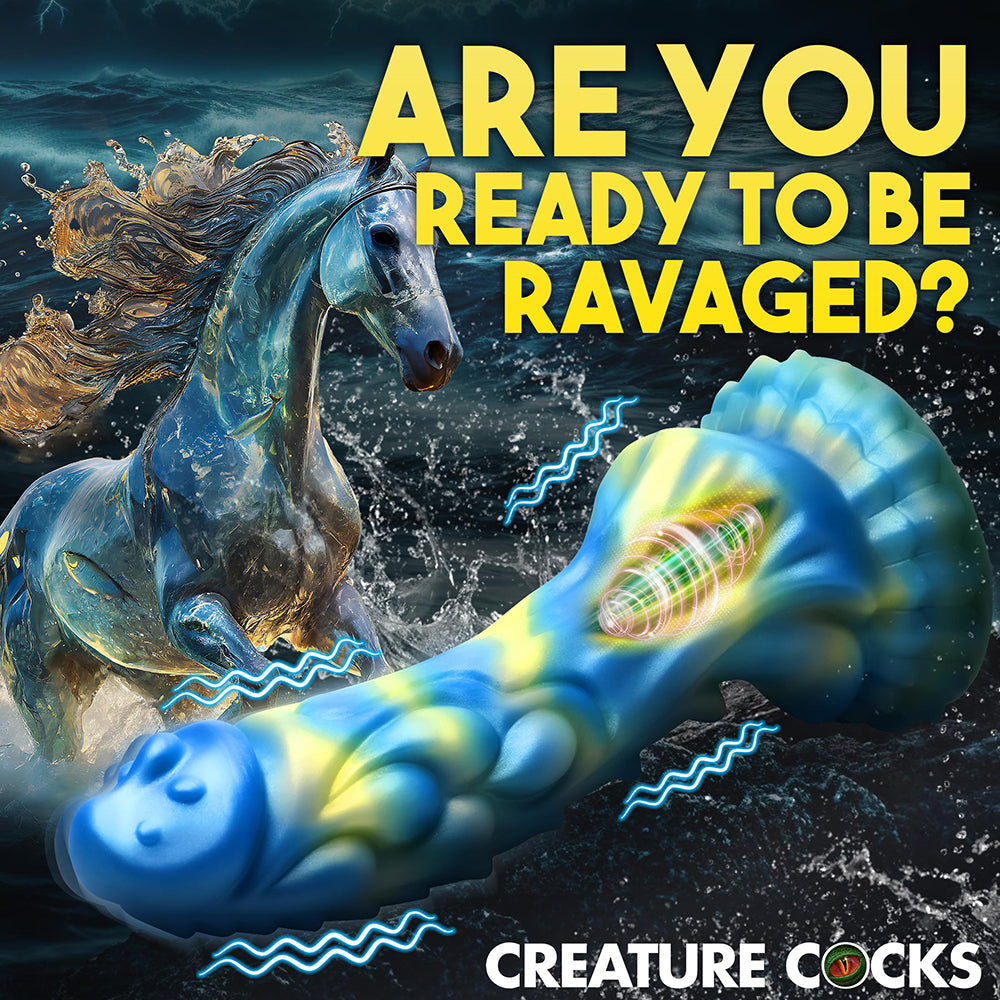 Creature Cocks Sea Stallion Vibrating Dildo w/Remote - Blue/Yellow
