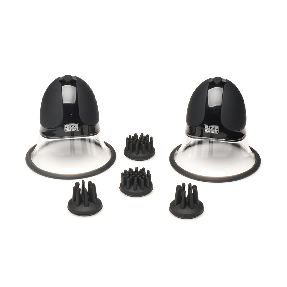 Size Matters 10X Rotating Silicone Nipple Suckers w/4 Attachments - Black