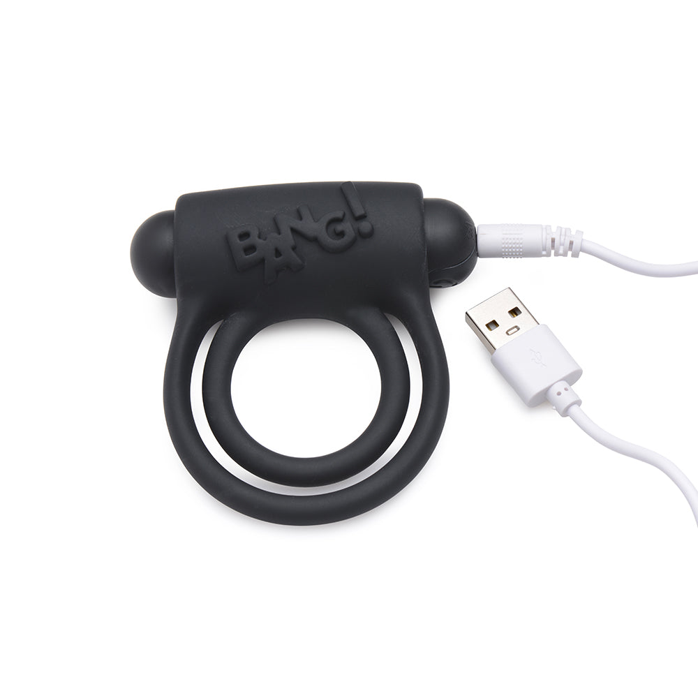 Bang! Vibrating Cock Ring & Bullet w/Remote Control - Black