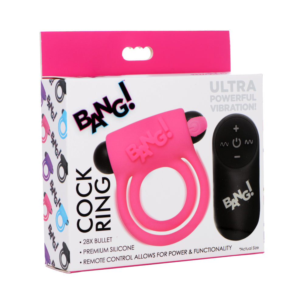 Bang! Vibrating Cock Ring & Bullet w/Remote Control - Pink