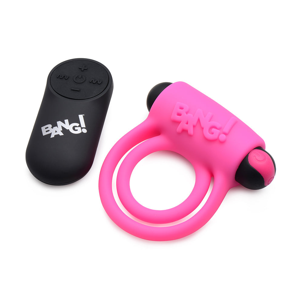 Bang! Vibrating Cock Ring & Bullet w/Remote Control - Pink