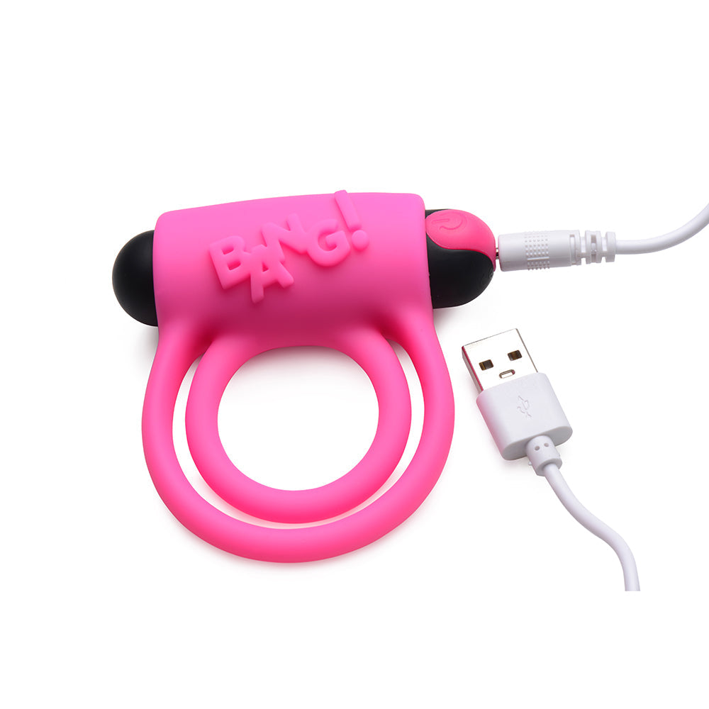Bang! Vibrating Cock Ring & Bullet w/Remote Control - Pink