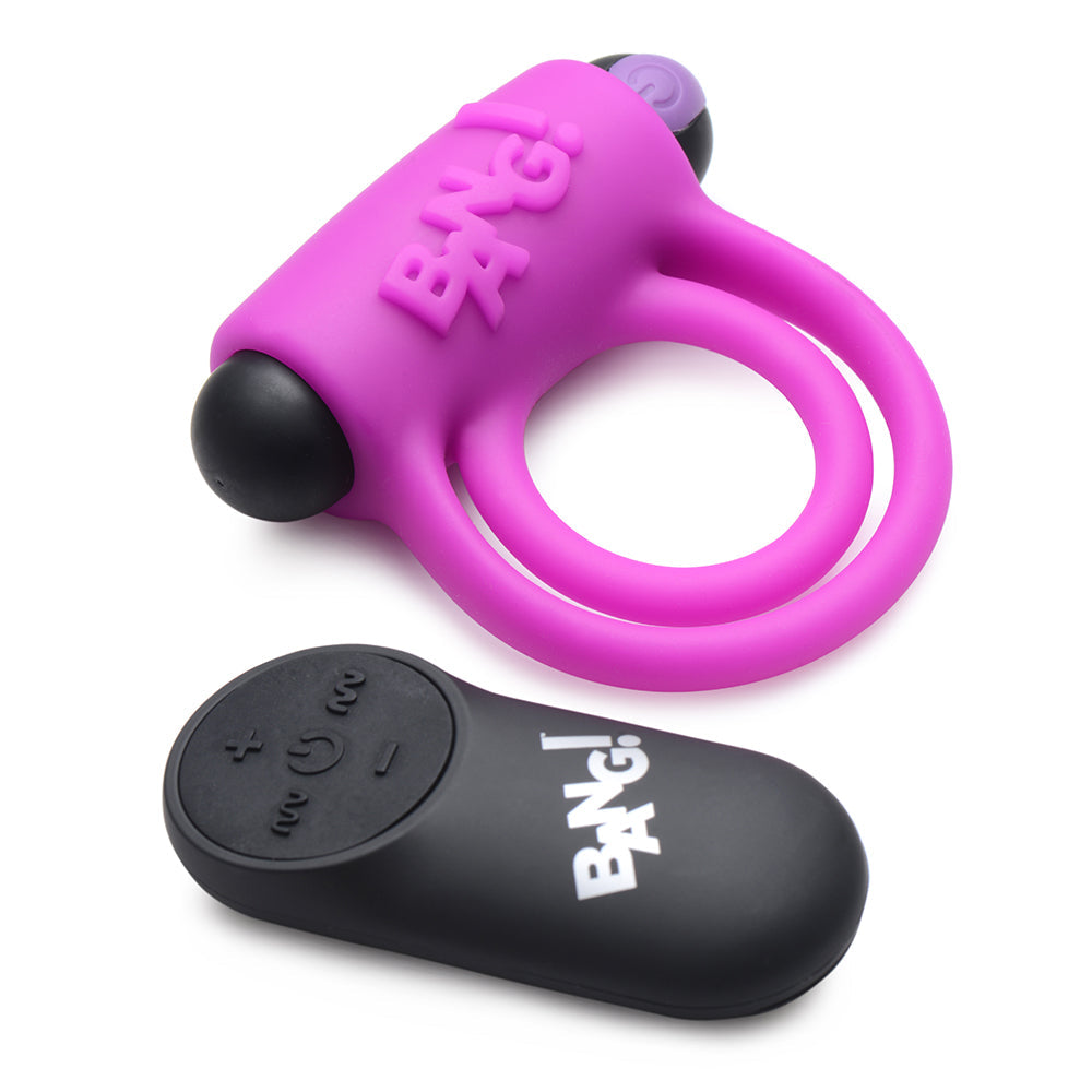Bang! Vibrating Cock Ring & Bullet w/Remote Control - Purple