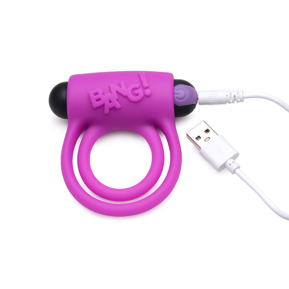 Bang! Vibrating Cock Ring & Bullet w/Remote Control - Purple