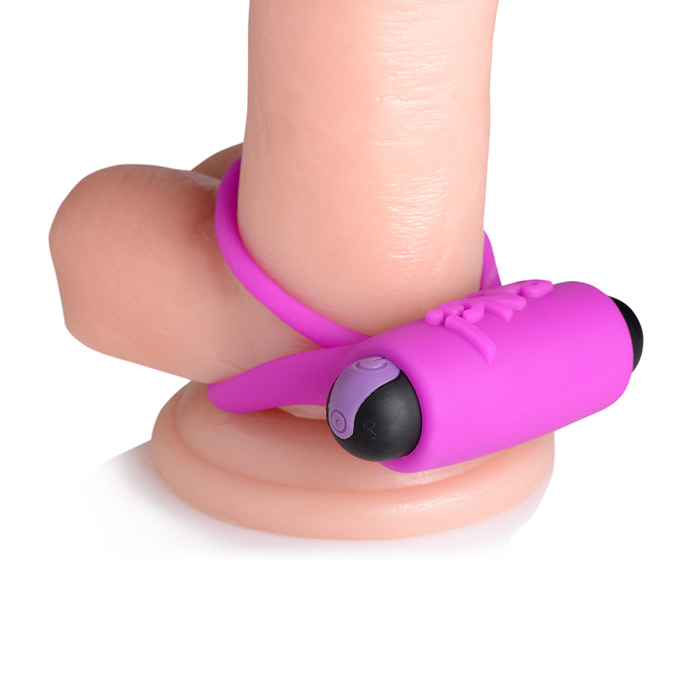 Bang! Vibrating Cock Ring & Bullet w/Remote Control - Purple