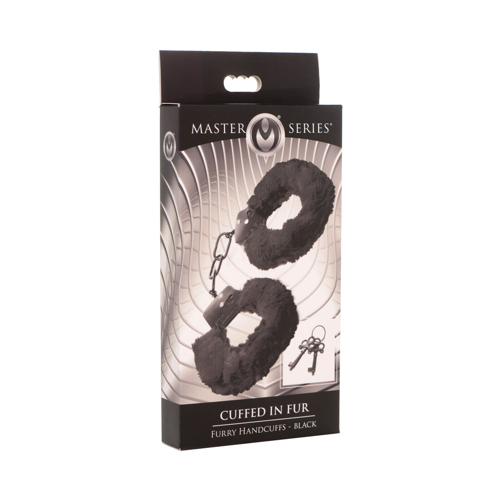 Master Series Cuffed in Fur Furry Handcuffs - Black