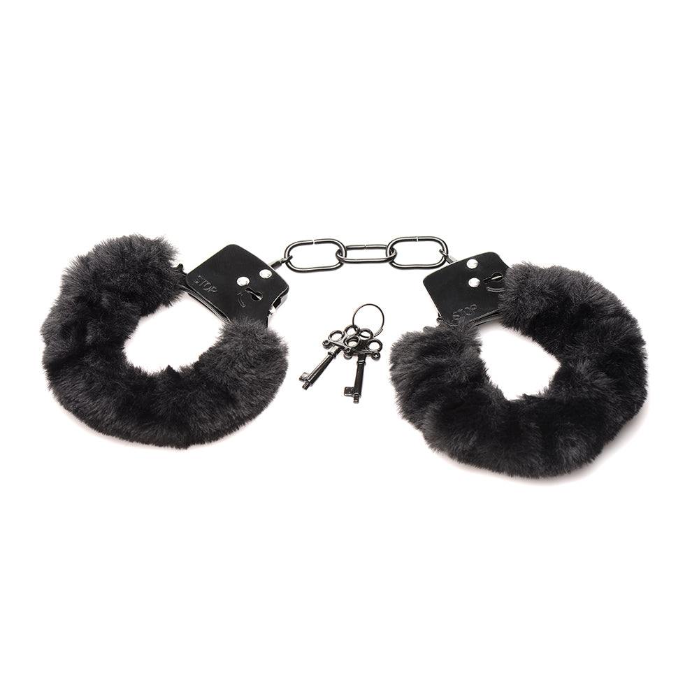 Master Series Cuffed in Fur Furry Handcuffs - Black