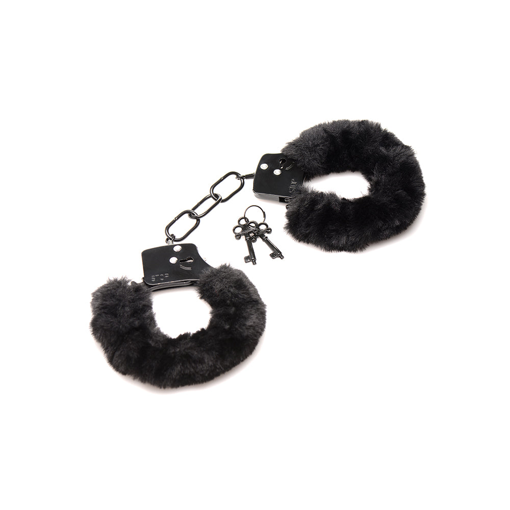 Master Series Cuffed in Fur Furry Handcuffs - Black