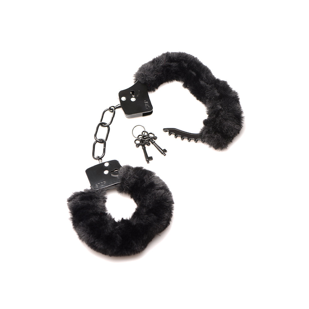 Master Series Cuffed in Fur Furry Handcuffs - Black