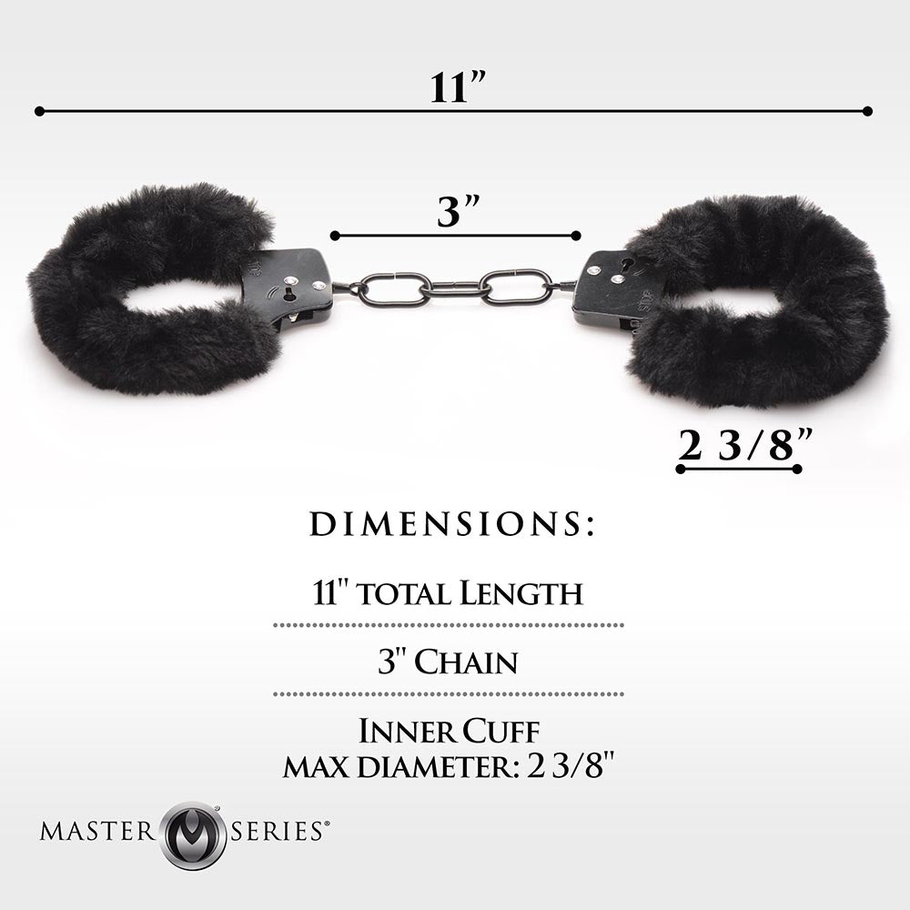 Master Series Cuffed in Fur Furry Handcuffs - Black