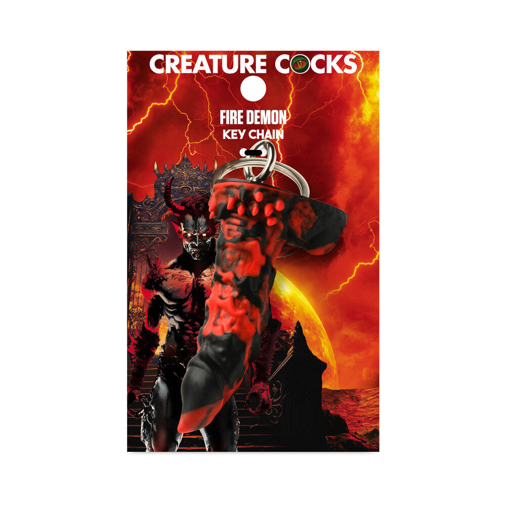 Creature Cocks Fire Demon Keychain - Red/Black