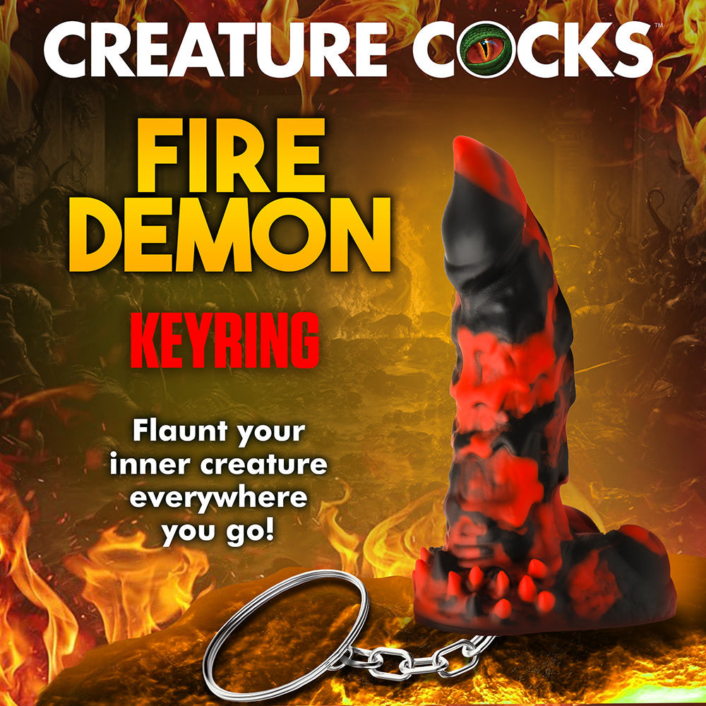 Creature Cocks Fire Demon Keychain - Red/Black
