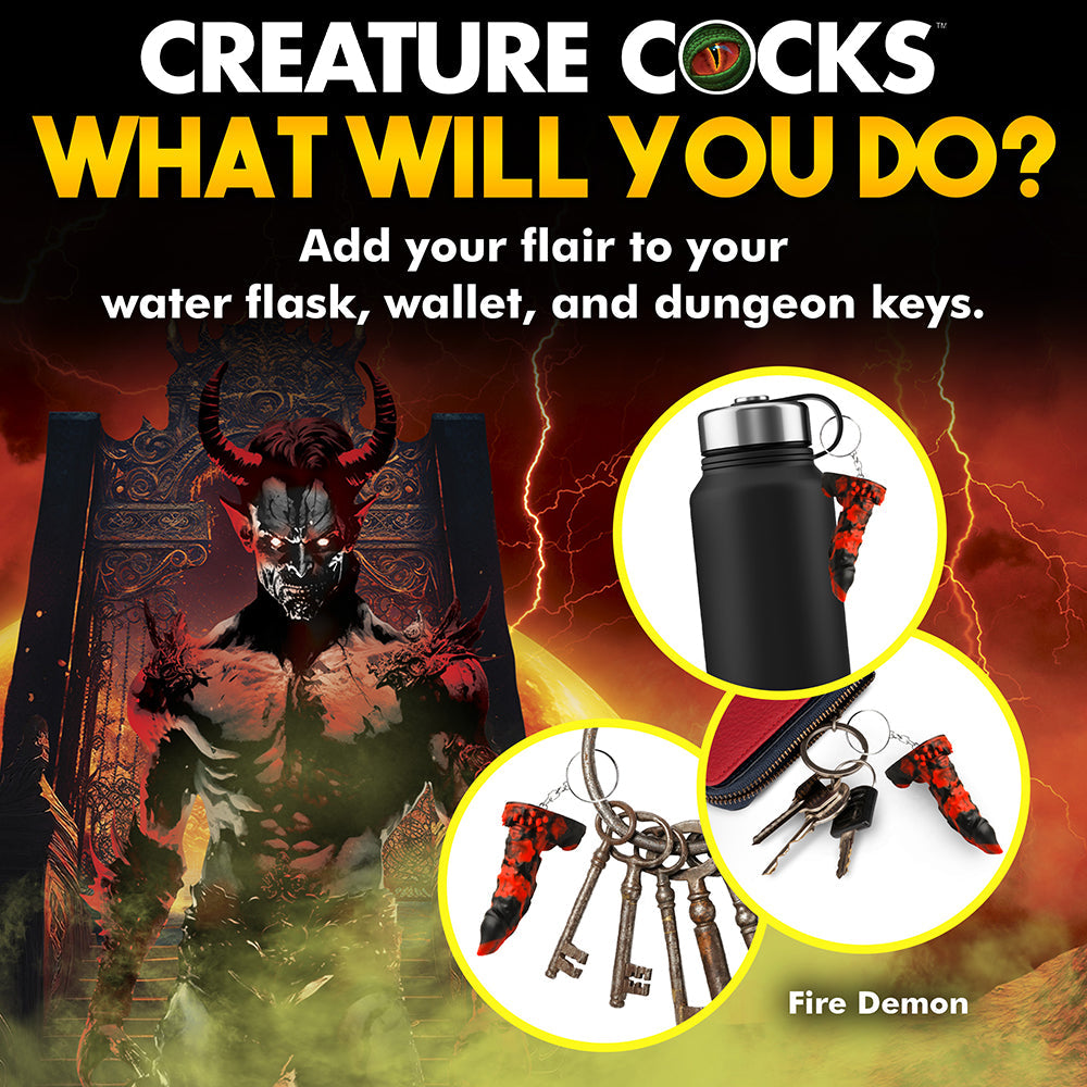 Creature Cocks Fire Demon Keychain - Red/Black