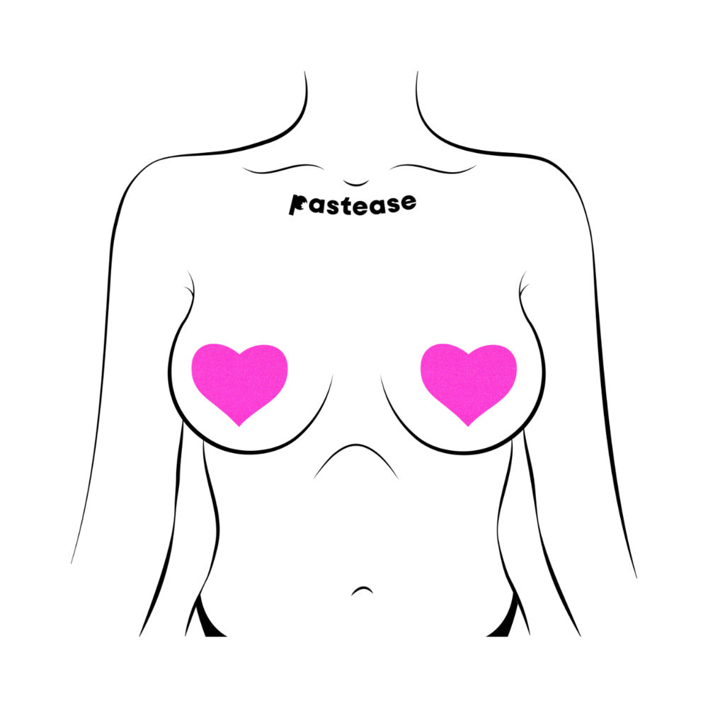 Pastease Basic Heart Black Light Reactive - Neon Pink O/S