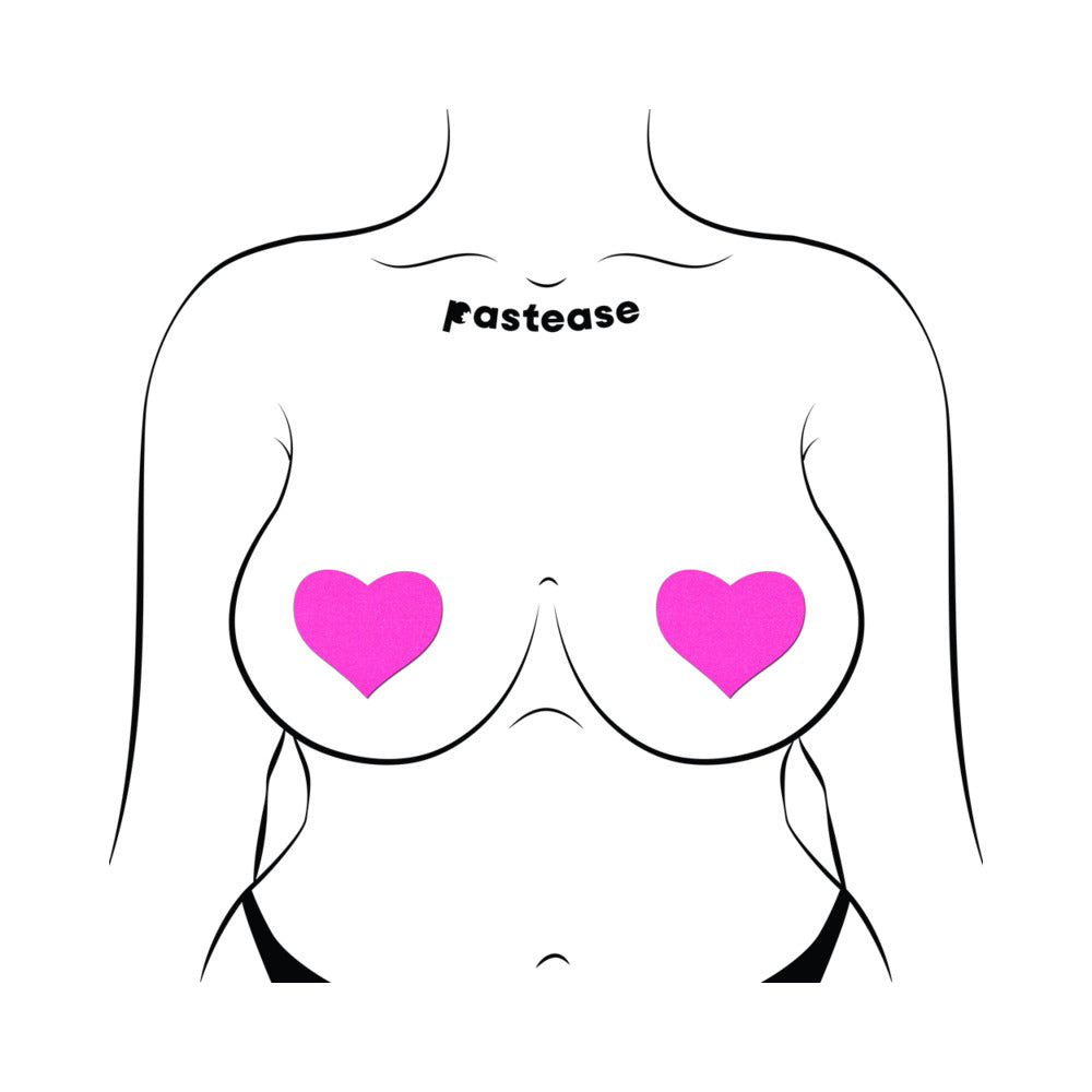 Pastease Basic Heart Black Light Reactive - Neon Pink O/S