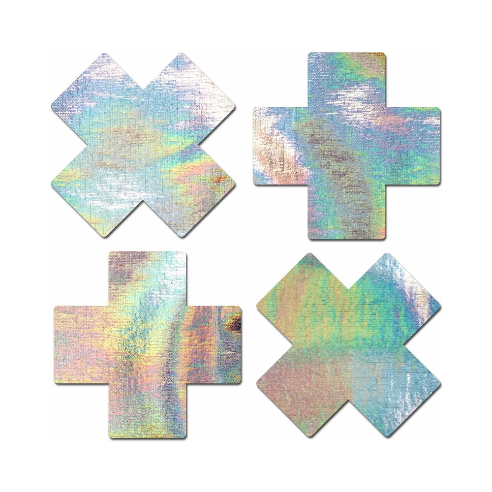 Pastease Premium Petites Holographic Plus X - Silver O/S Pack of 2 Pair