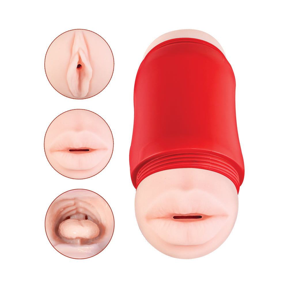 Delite Two Ways Mouth & Vagina Masturbator - White