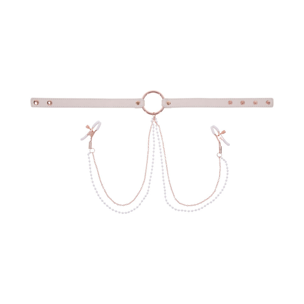 S&M Peaches ‘n CreaMe Collar with Nipple Clamps