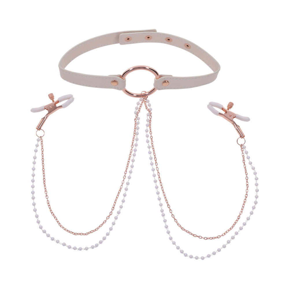 S&M Peaches ‘n CreaMe Collar with Nipple Clamps