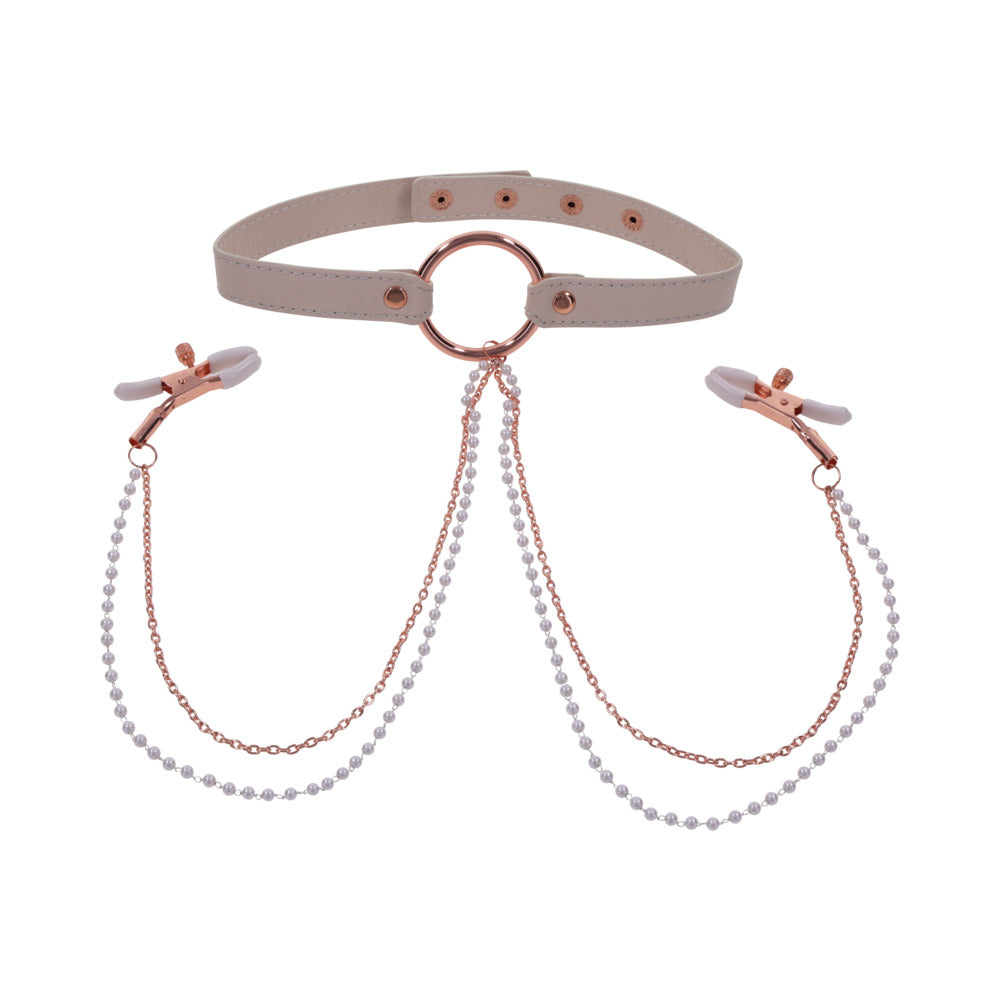 S&M Peaches ‘n CreaMe Collar with Nipple Clamps