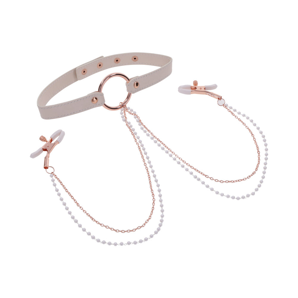 S&M Peaches ‘n CreaMe Collar with Nipple Clamps