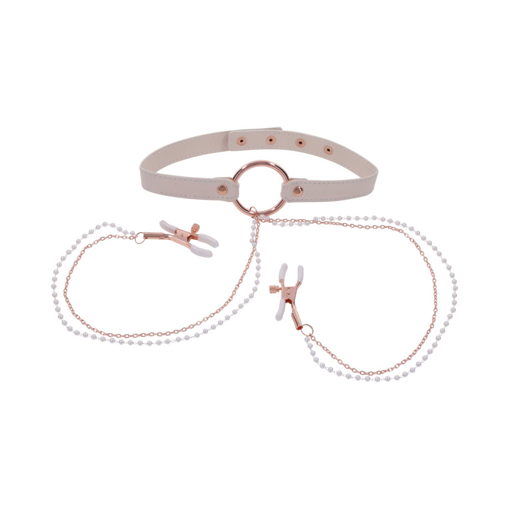 S&M Peaches ‘n CreaMe Collar with Nipple Clamps