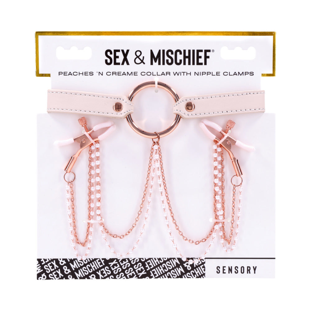 S&M Peaches ‘n CreaMe Collar with Nipple Clamps