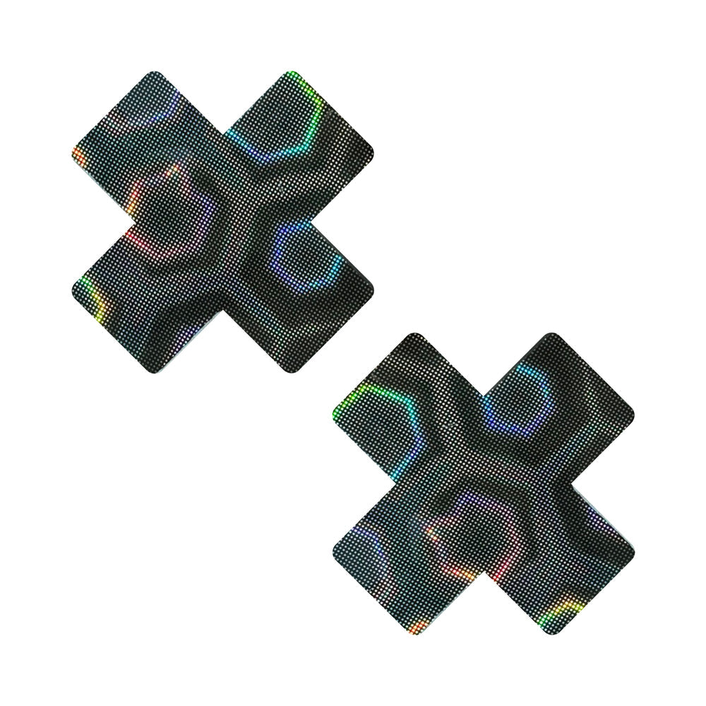 Neva Nude Holographic X Factor Pasties - Black O/S