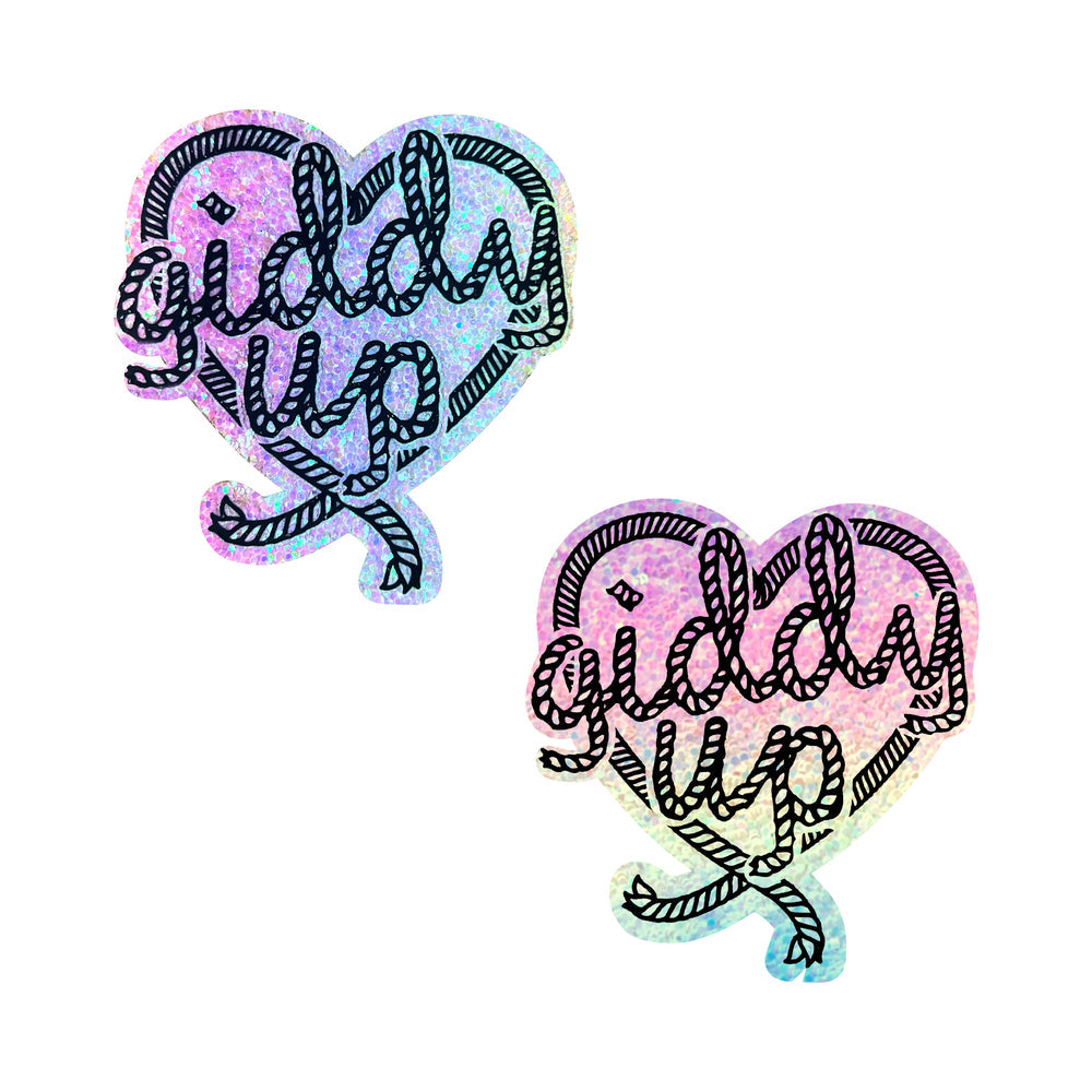Neva Nude Giddy Up Heart Reflective Pasties - Rainbow O/S