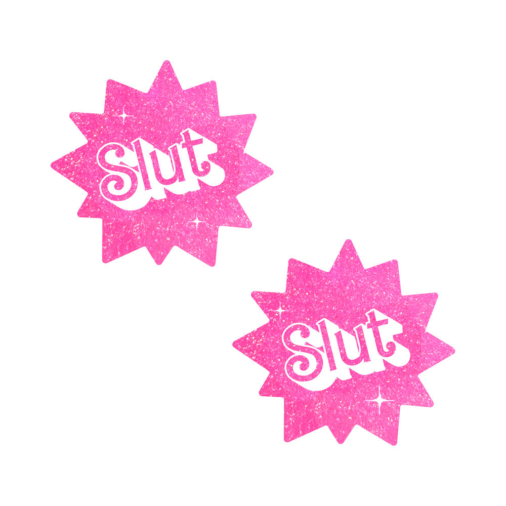 Neva Nude Glitter Slut Fun Pasties - Pink O/S