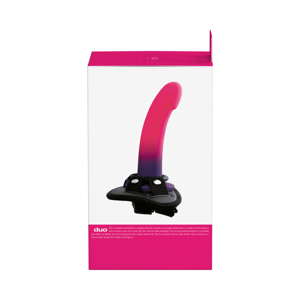 VeDO Duo Silcone Dildo w/Harness - Pink/Purple