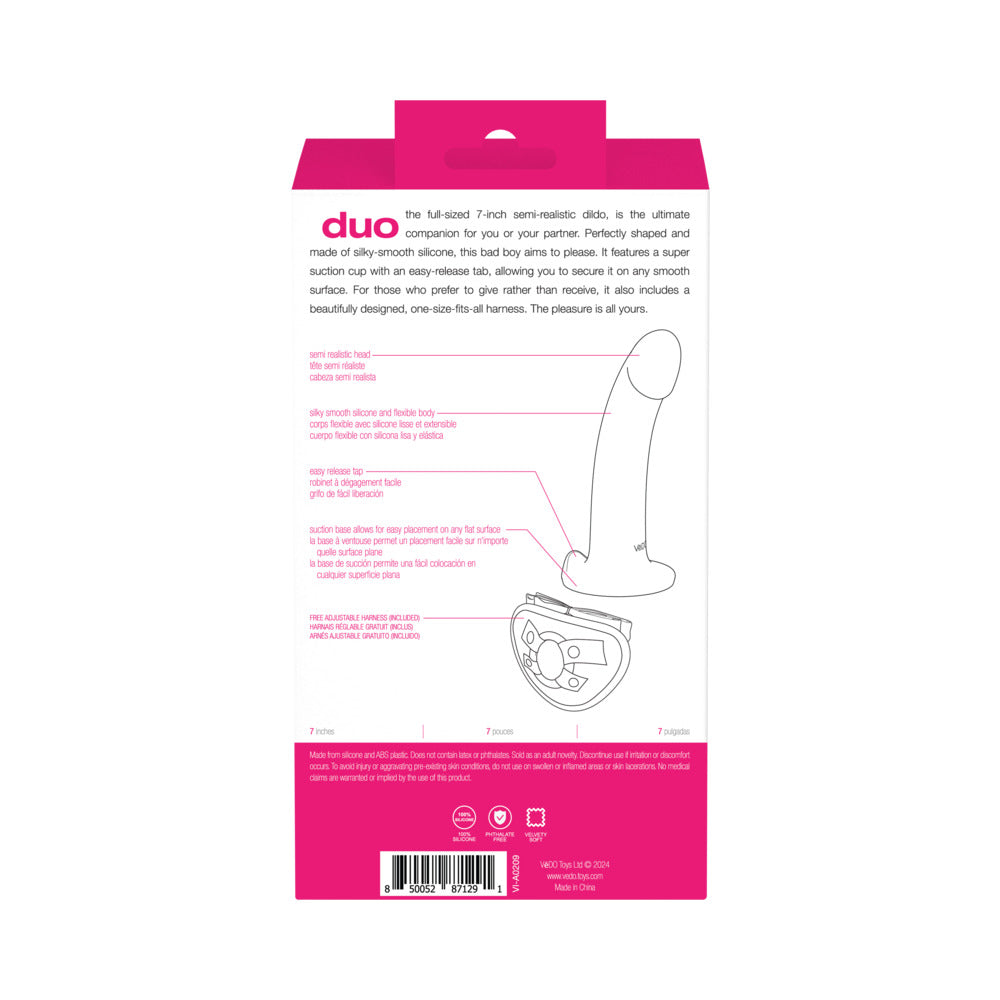 VeDO Duo Silcone Dildo w/Harness - Pink/Purple