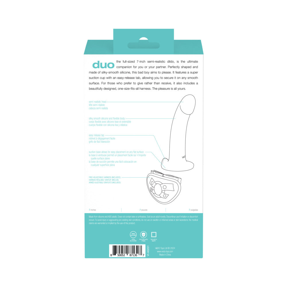 VeDO Duo Silcone Dildo w/Harness - Turquoise/Black