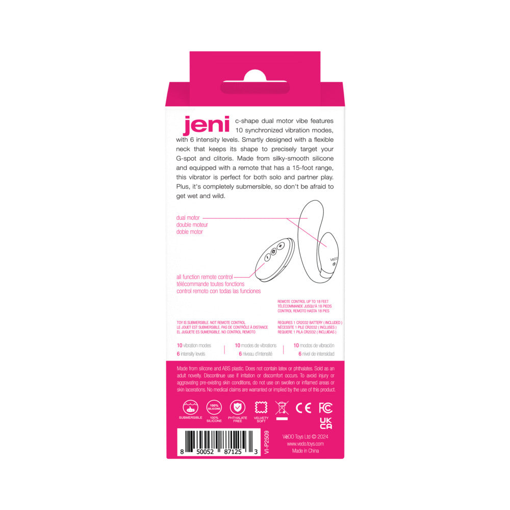 VeDO Jeni Dual Motor Vibe w/Remote - Pink
