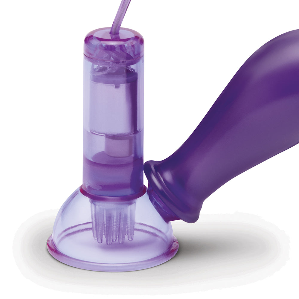 Lux Fetish Vibrating Nipple Suckers w/Wired Remote Control - Purple