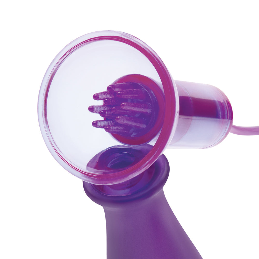 Lux Fetish Vibrating Nipple Suckers w/Wired Remote Control - Purple