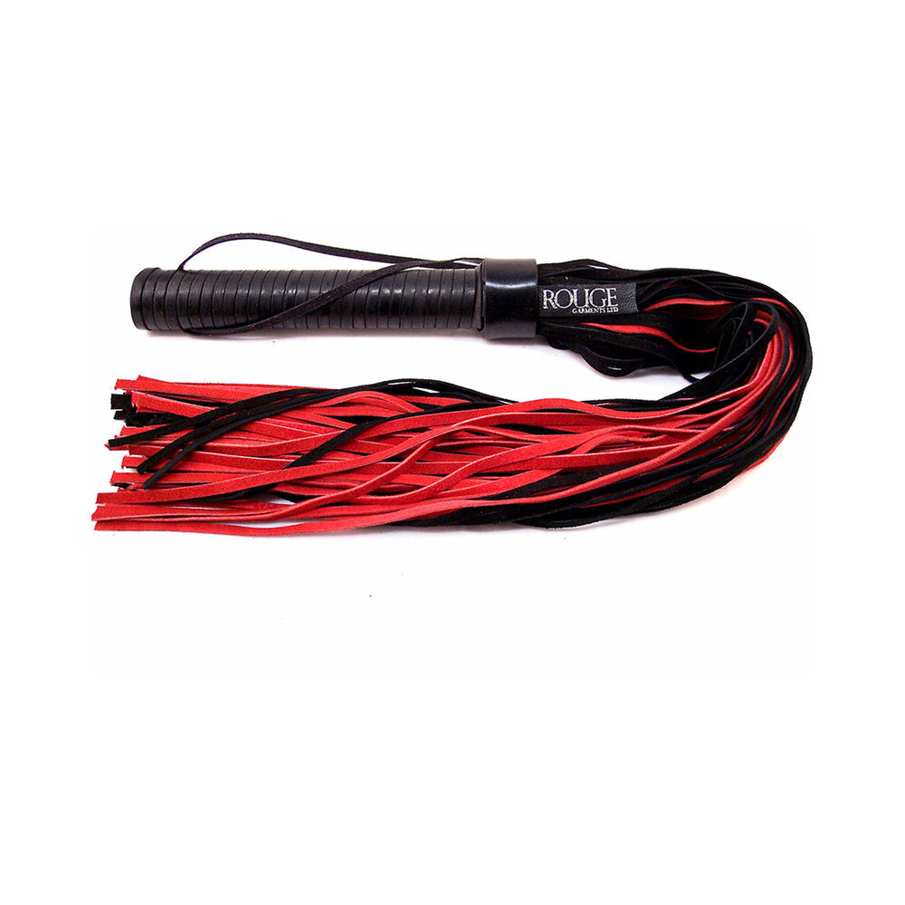 Rouge Group Long Suede Flogger with Leather Handle-Black/Red