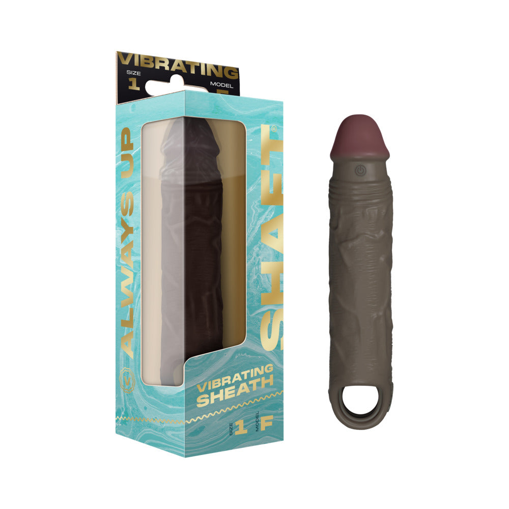 Shaft Flexskin Liquid Silicone 7.8" Vibrating Sheath - Mahogany