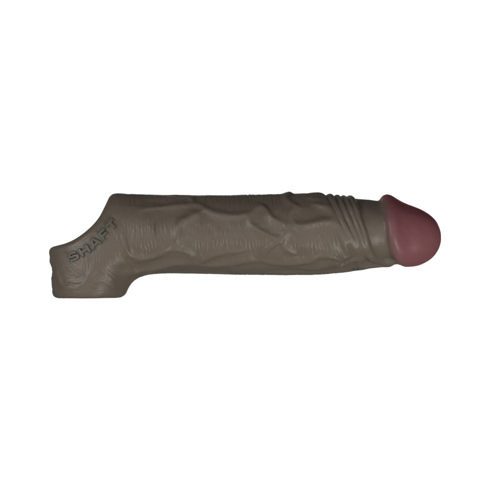 Shaft Flexskin Liquid Silicone 7.8" Vibrating Sheath - Mahogany