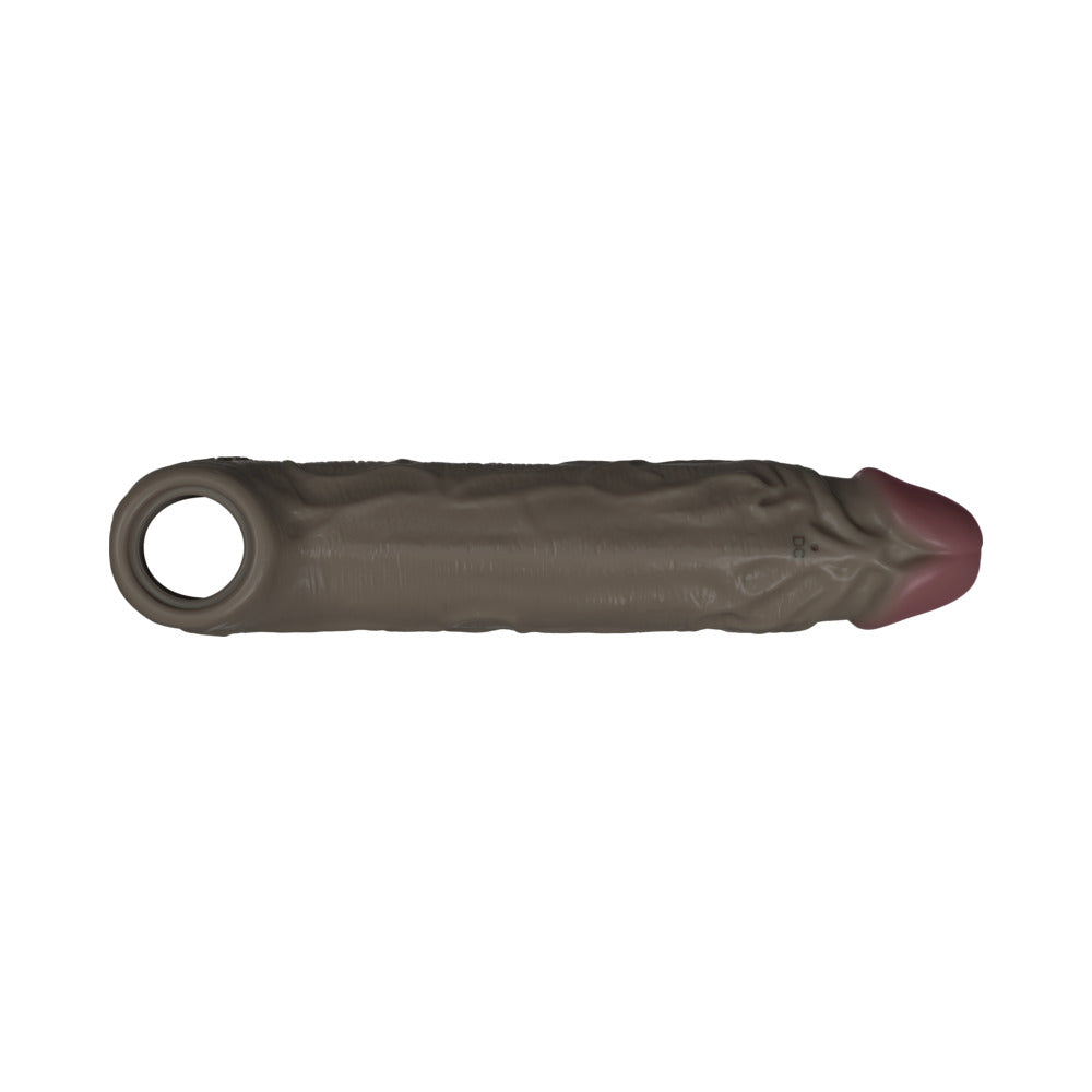 Shaft Flexskin Liquid Silicone 7.8" Vibrating Sheath - Mahogany