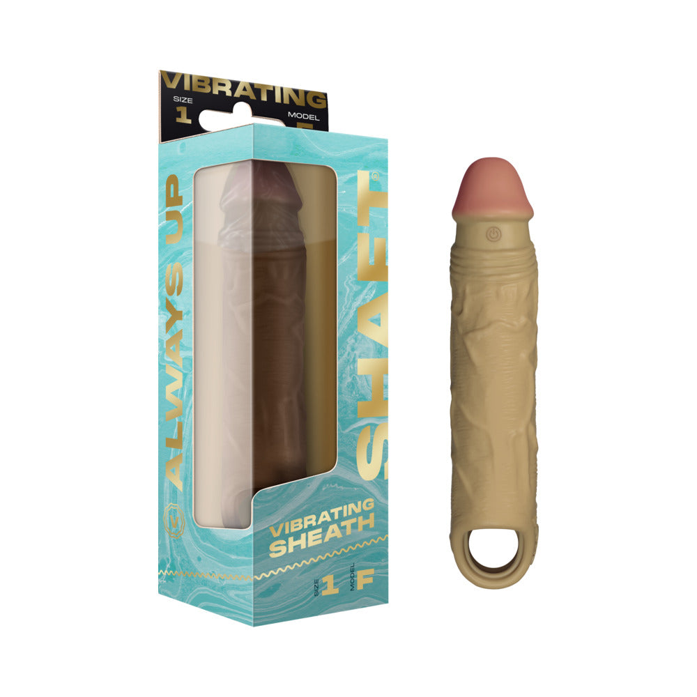 Shaft Flexskin Liquid Silicone 7.8" Vibrating Sheath - Oak