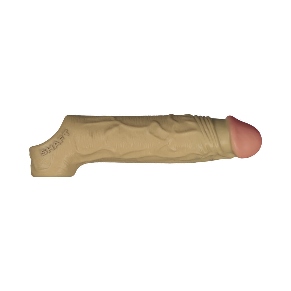 Shaft Flexskin Liquid Silicone 7.8" Vibrating Sheath - Oak