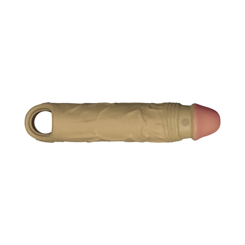 Shaft Flexskin Liquid Silicone 7.8" Vibrating Sheath - Oak