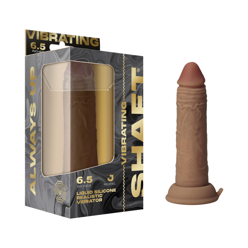 Shaft Flexskin Liquid Silicone 6.5" Vibrating Dong - Oak