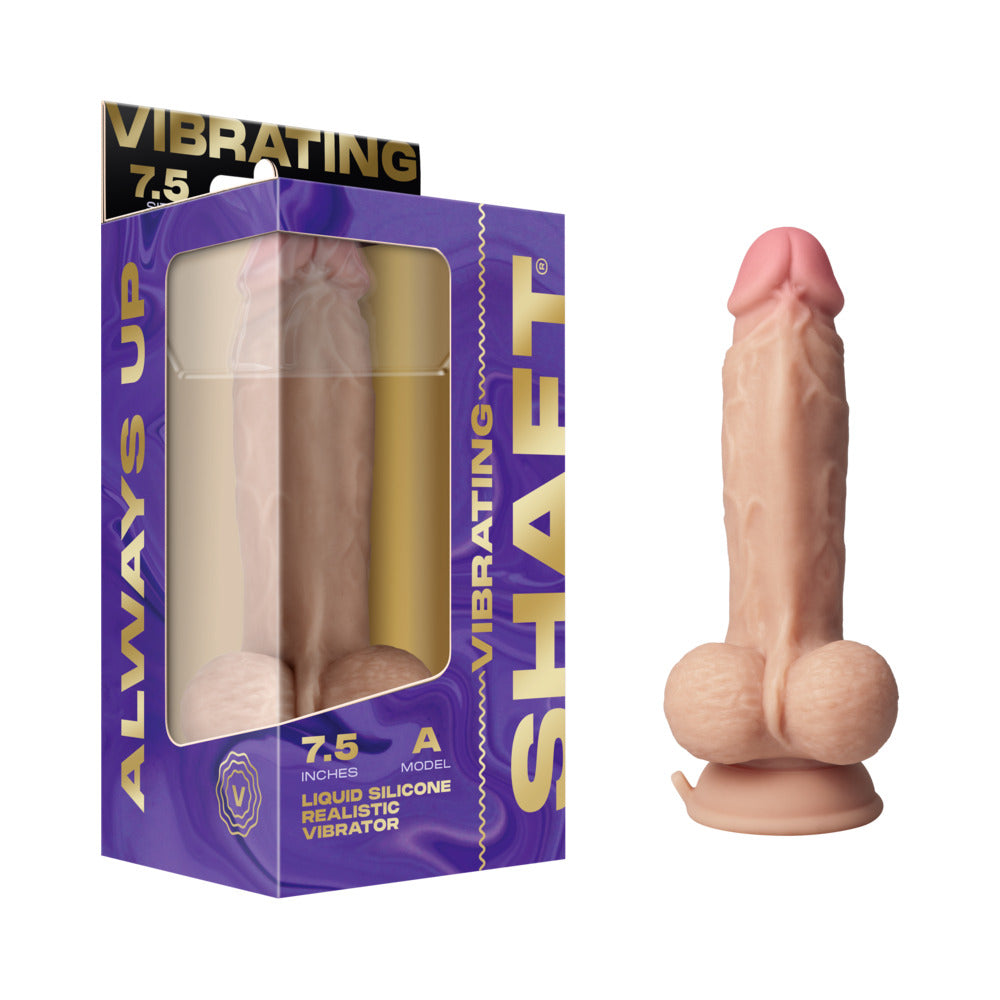 Shaft Flexskin Liquid Silicone 7.5" Vibrating Dong w/Balls - Pine