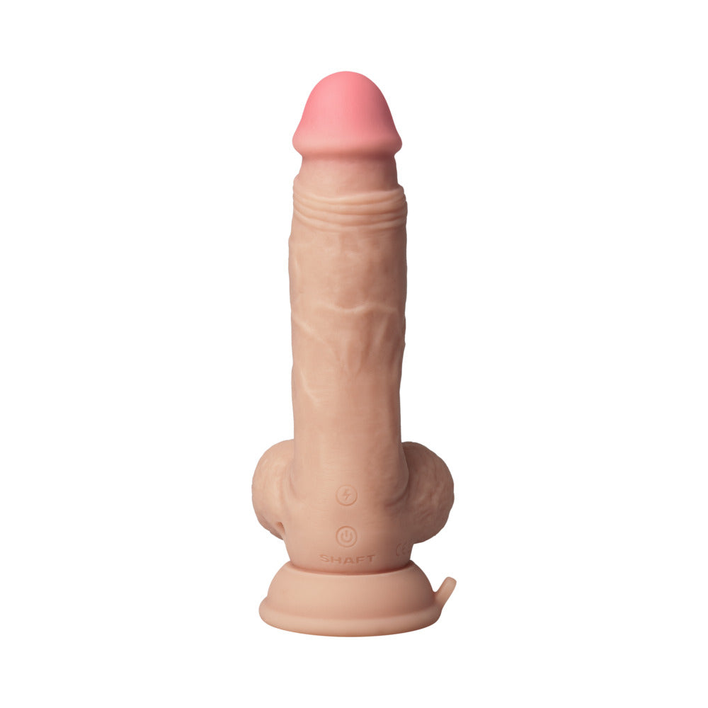 Shaft Flexskin Liquid Silicone 7.5" Vibrating Dong w/Balls - Pine