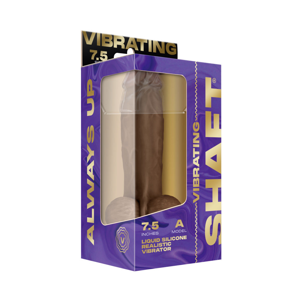 Shaft Flexskin Liquid Silicone 7.5" Vibrating Dong w/Balls - Oak