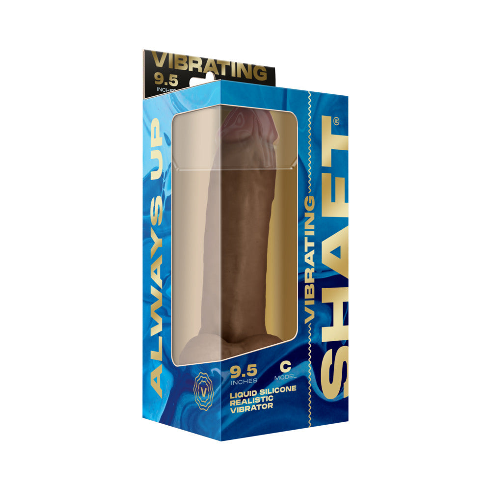 Shaft Flexskin Liquid Silicone 9.5" Vibrating Curved Dong w/Balls - Oak